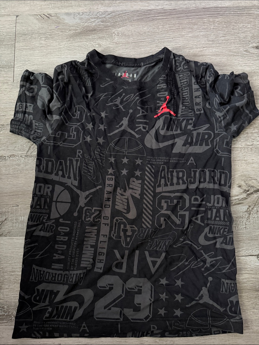 Jordan Black Graphic Tee with Red Jumpman